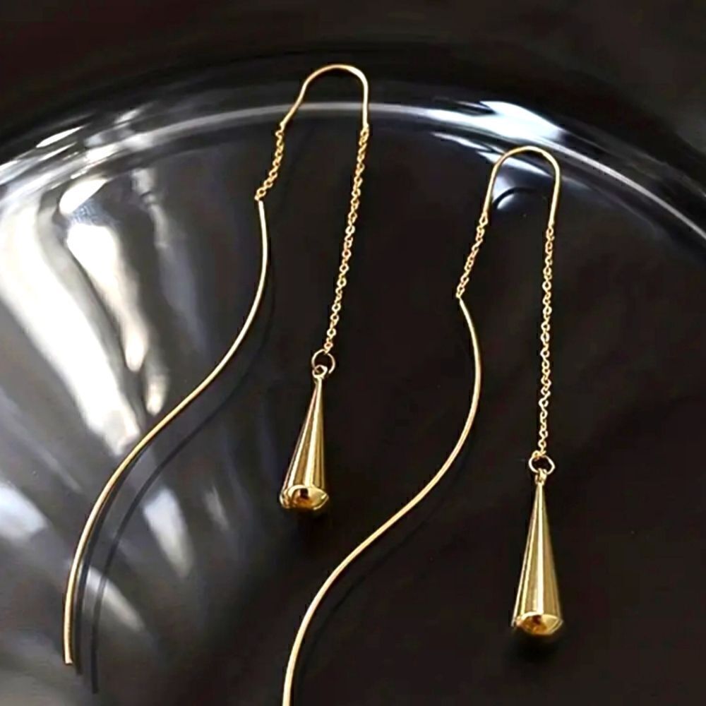 Elegant Gold/Silver Long Droplet Threader Earrings